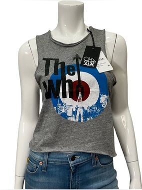CHASER The Who Target Logo Distressed Gray The Who Graphic Muscle Yoga Gym XS